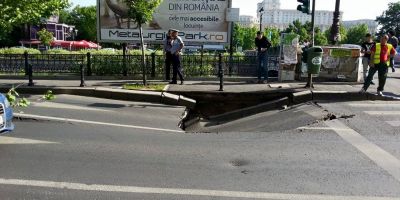 FOTO S-a rupt asfaltul in zona Podului Izvor. Primaria Capitalei: Am trimis o echipa la fata locului